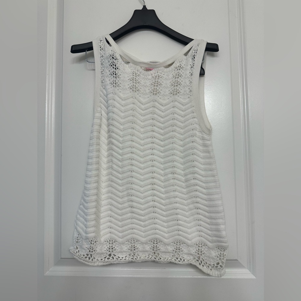 Lilly Pulitzer White Crochet Knit Tank Top